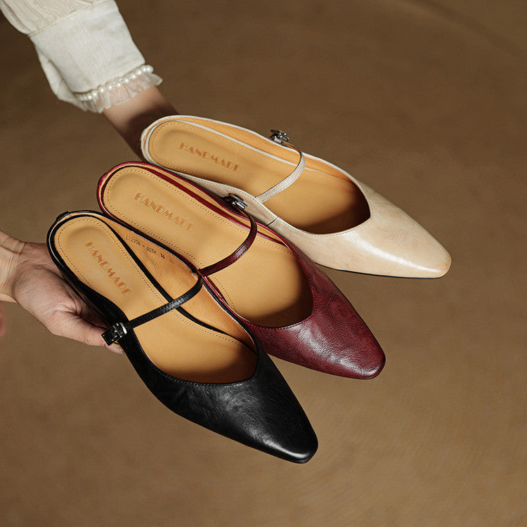 Damen Flache Schuhe mit Spitze, Riemen und Schnallenverschluss-Footwear for women-Alpenkind