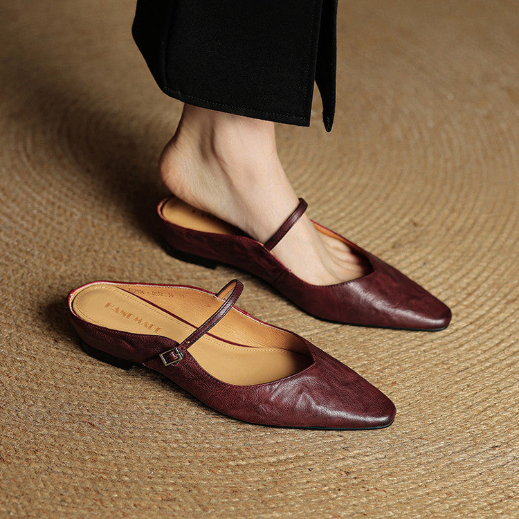 Damen Flache Schuhe mit Spitze, Riemen und Schnallenverschluss-Footwear for women-Alpenkind