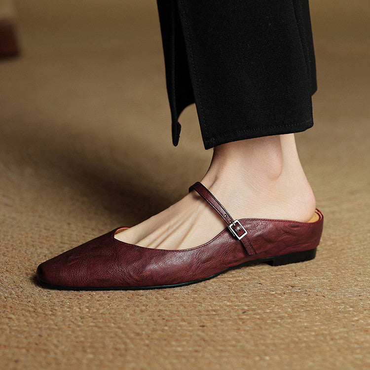 Damen Flache Schuhe mit Spitze, Riemen und Schnallenverschluss-Footwear for women-Alpenkind