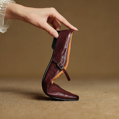 Damen Flache Schuhe mit Spitze, Riemen und Schnallenverschluss-Footwear for women-Alpenkind
