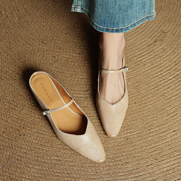 Damen Flache Schuhe mit Spitze, Riemen und Schnallenverschluss-Footwear for women-Alpenkind