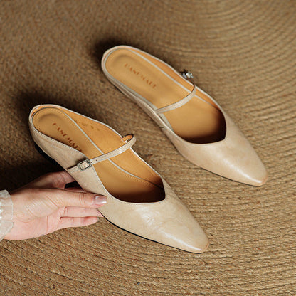 Damen Flache Schuhe mit Spitze, Riemen und Schnallenverschluss-Footwear for women-Alpenkind