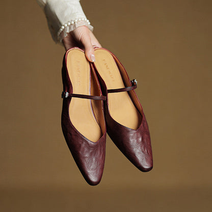 Damen Flache Schuhe mit Spitze, Riemen und Schnallenverschluss-Footwear for women-Alpenkind