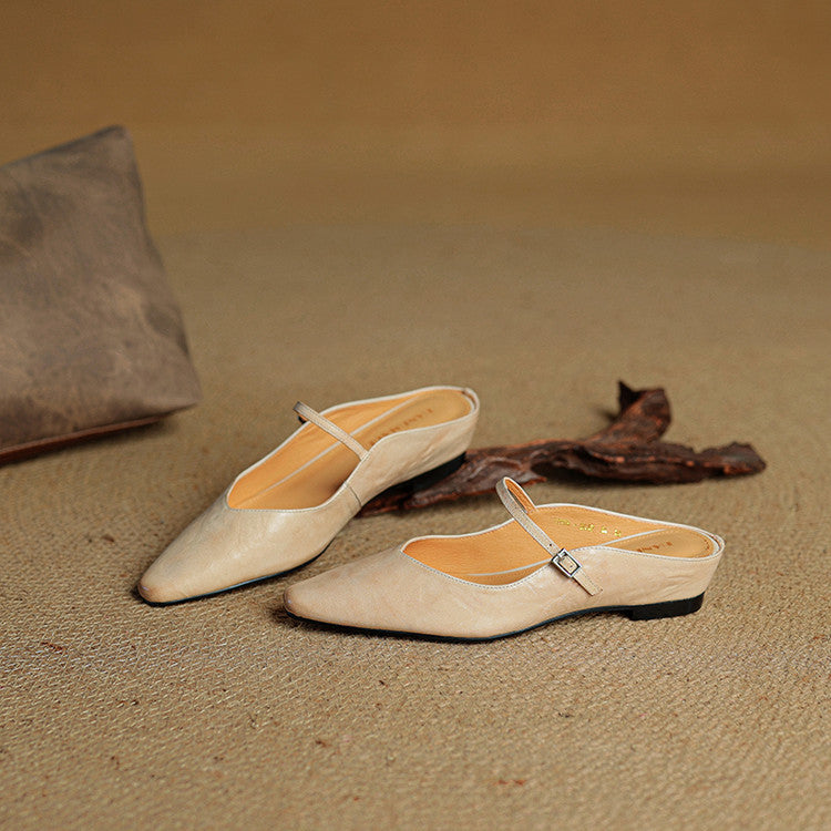 Damen Flache Schuhe mit Spitze, Riemen und Schnallenverschluss-Footwear for women-Alpenkind