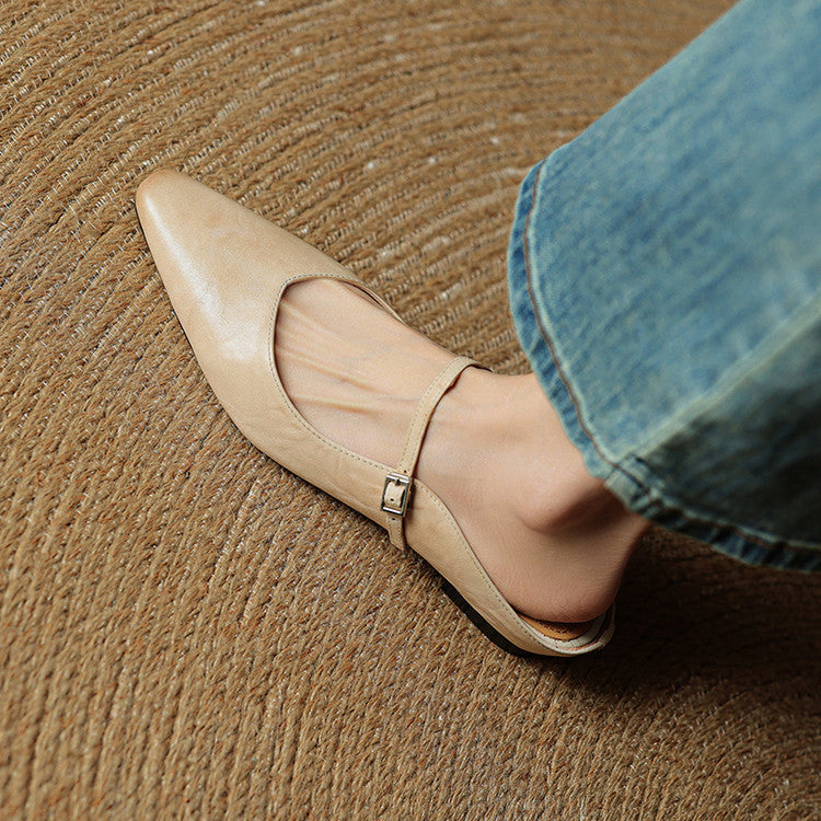 Damen Flache Schuhe mit Spitze, Riemen und Schnallenverschluss-Footwear for women-Alpenkind