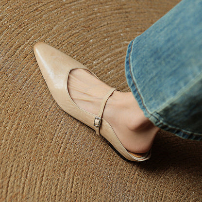 Damen Flache Schuhe mit Spitze, Riemen und Schnallenverschluss-Footwear for women-Alpenkind