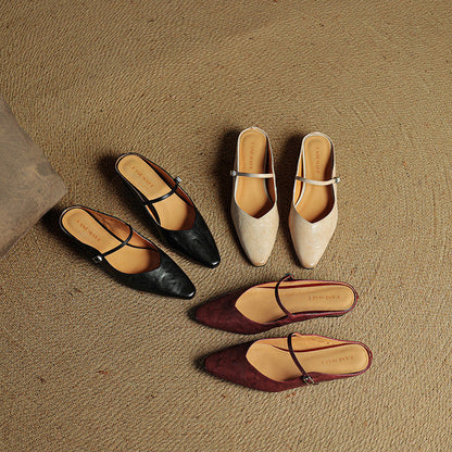 Damen Flache Schuhe mit Spitze, Riemen und Schnallenverschluss-Footwear for women-Alpenkind