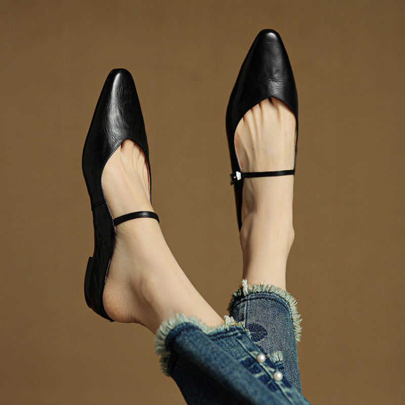 Damen Flache Schuhe mit Spitze, Riemen und Schnallenverschluss-Footwear for women-Alpenkind