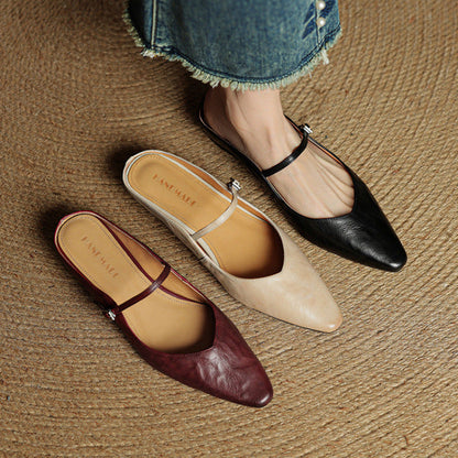Damen Flache Schuhe mit Spitze, Riemen und Schnallenverschluss-Footwear for women-Alpenkind