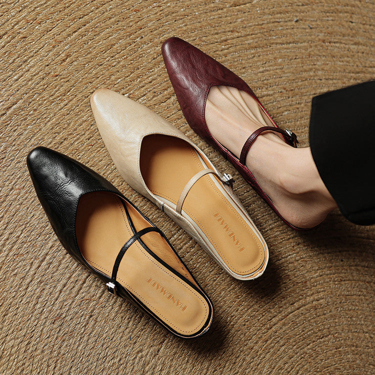 Damen Flache Schuhe mit Spitze, Riemen und Schnallenverschluss-Footwear for women-Alpenkind