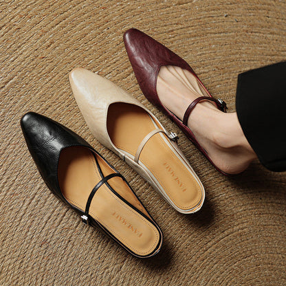Damen Flache Schuhe mit Spitze, Riemen und Schnallenverschluss-Footwear for women-Alpenkind