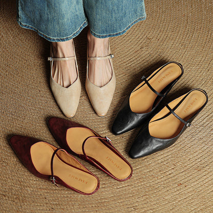 Damen Flache Schuhe mit Spitze, Riemen und Schnallenverschluss-Footwear for women-Alpenkind