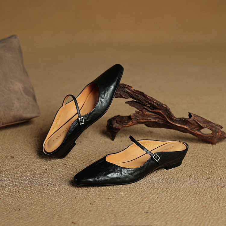 Damen Flache Schuhe mit Spitze, Riemen und Schnallenverschluss-Footwear for women-Alpenkind