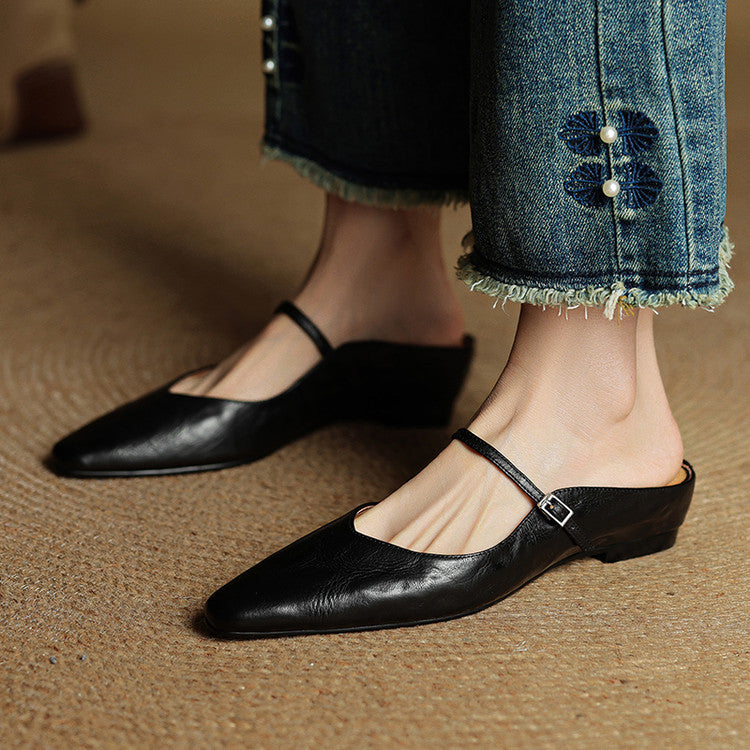 Damen Flache Schuhe mit Spitze, Riemen und Schnallenverschluss-Footwear for women-Alpenkind