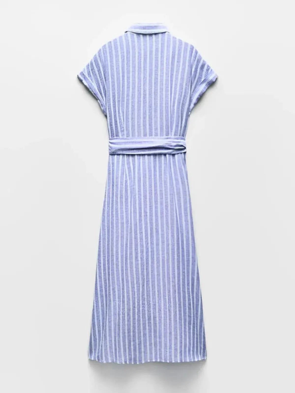 Damen Gestreiftes Midikleid mit Knopfleiste-Midi Dress-Alpenkind