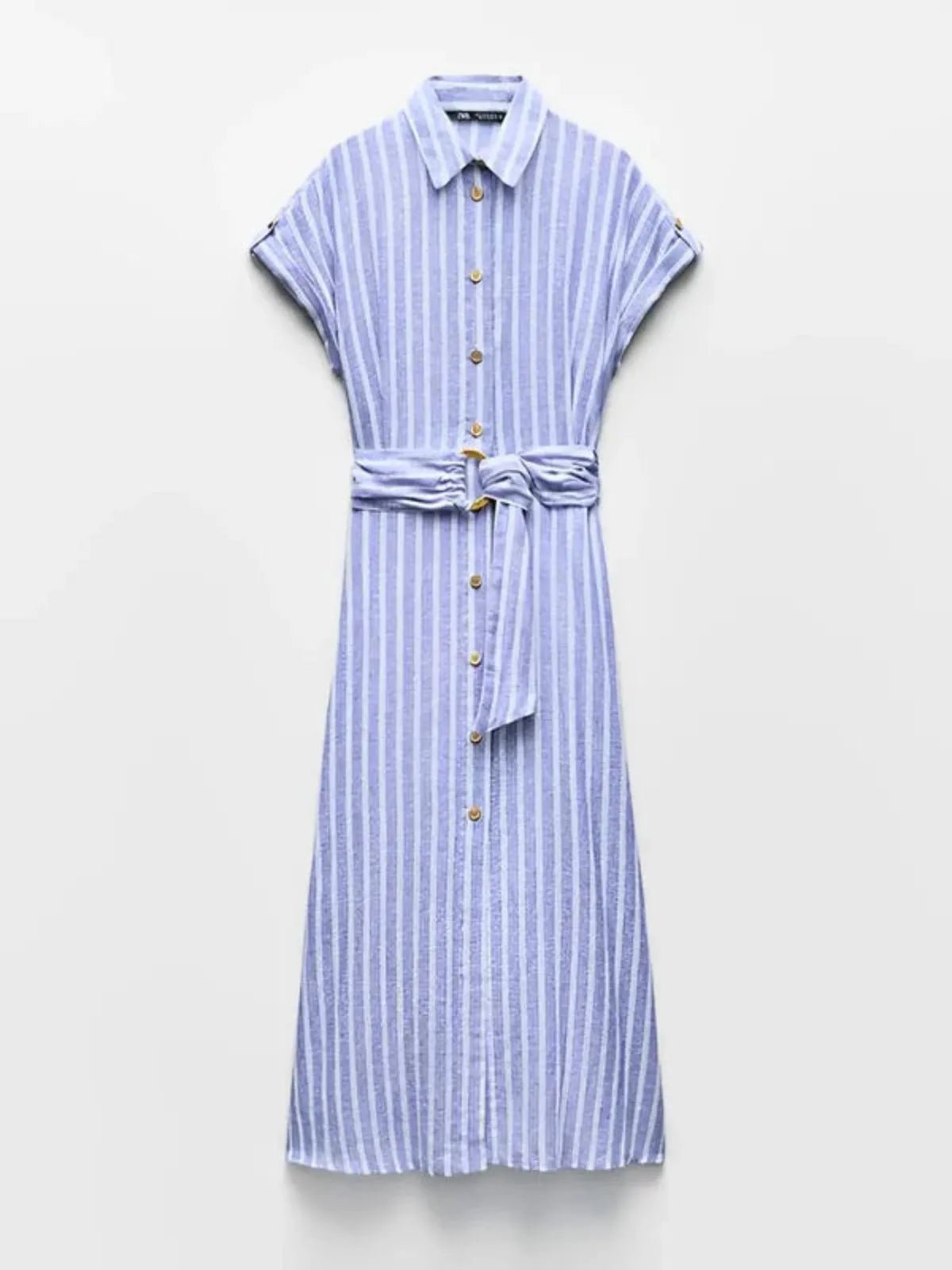 Damen Gestreiftes Midikleid mit Knopfleiste-Midi Dress-Alpenkind