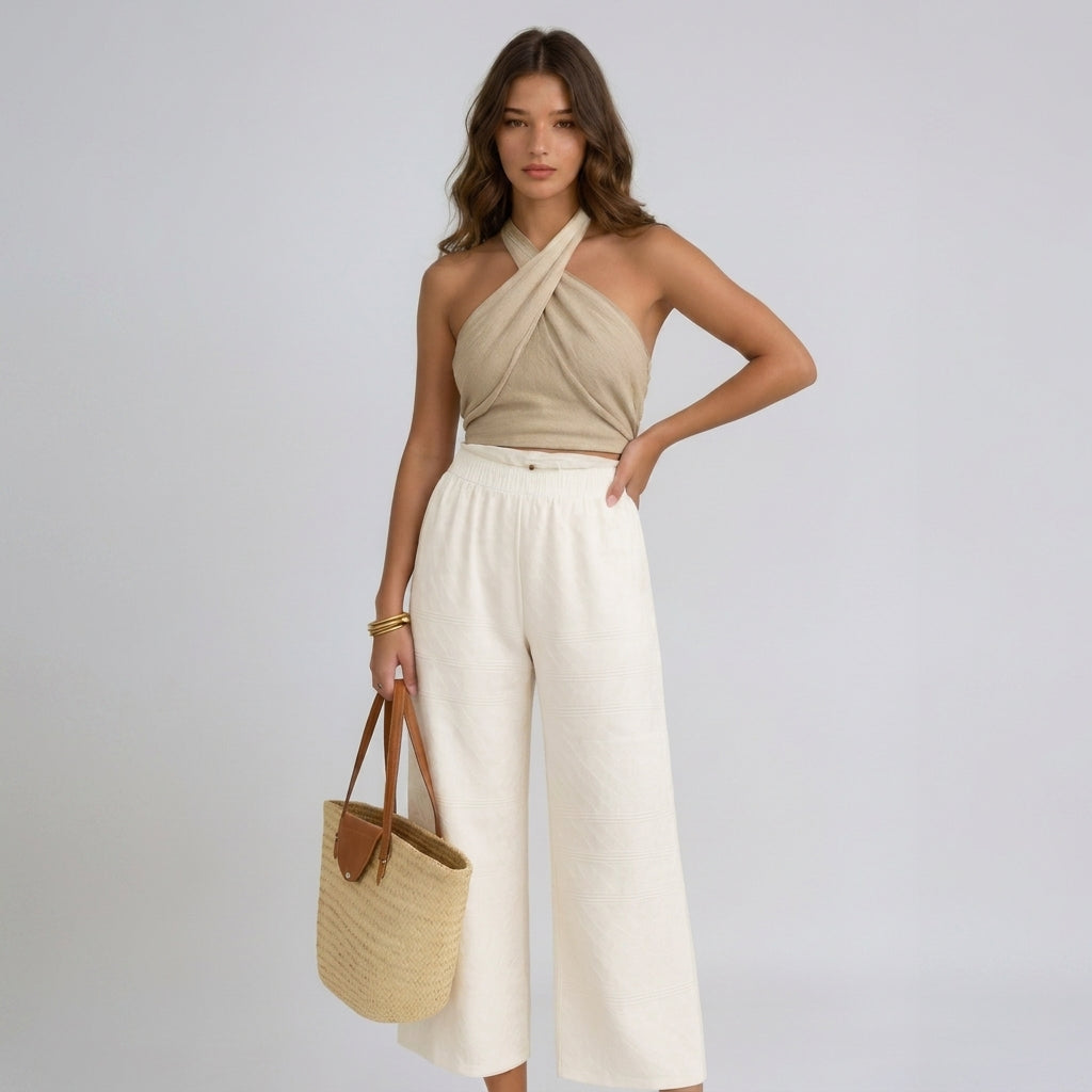 Damen-Halter-Top mit überkreuztem Ausschnitt und Wickeloptik-Tops for women-Alpenkind