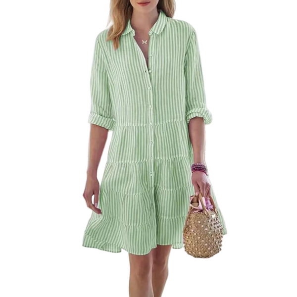 Damen Hemdblusenkleid mit Knopfleiste, Kragen und Stufenrock-Mini Dress-Alpenkind