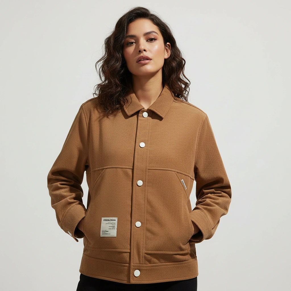 Damen-Hemdjacke mit Knopfleiste und aufgesetzten Taschen-Jacket for women-Alpenkind