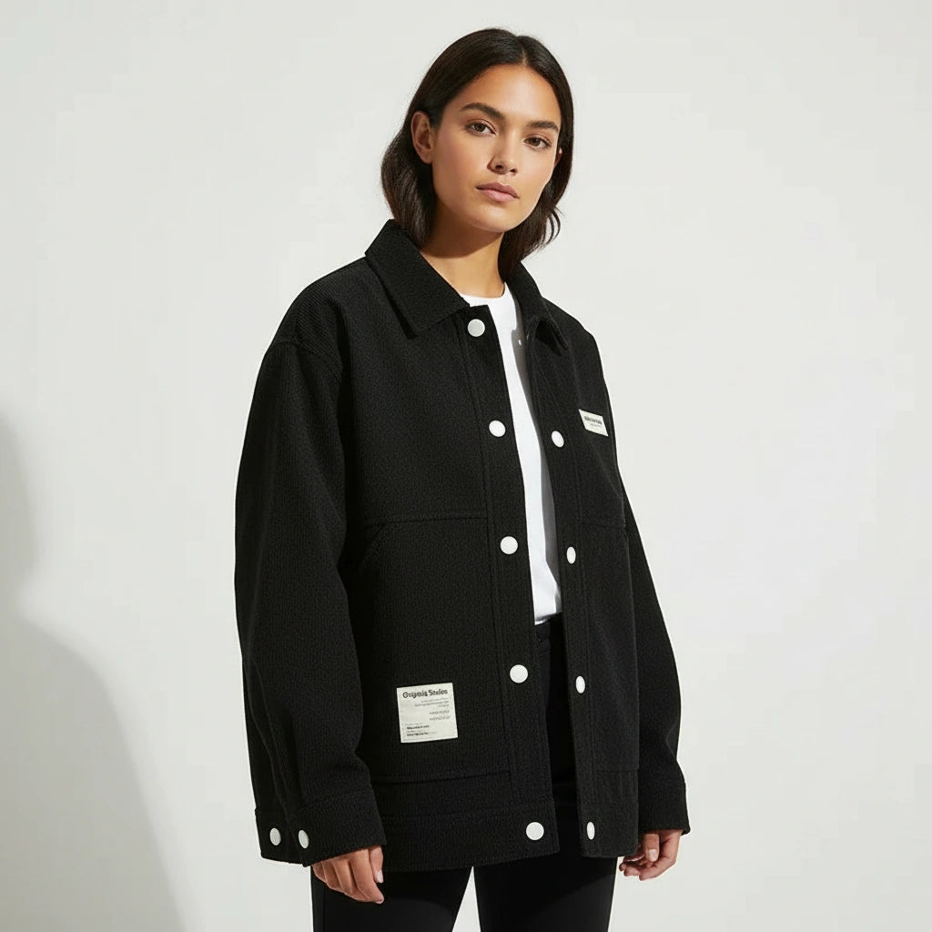 Damen-Hemdjacke mit Knopfleiste und aufgesetzten Taschen-Jacket for women-Alpenkind