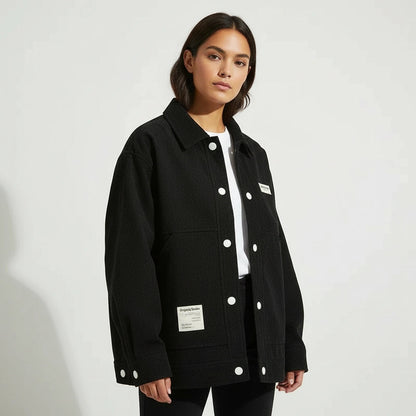 Damen-Hemdjacke mit Knopfleiste und aufgesetzten Taschen-Jacket for women-Alpenkind