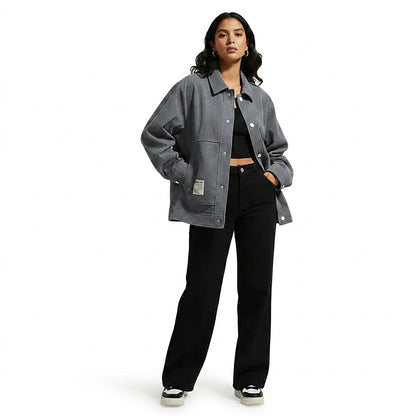 Damen-Hemdjacke mit Knopfleiste und aufgesetzten Taschen-Jacket for women-Alpenkind
