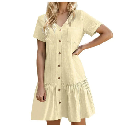 Damen-Hemdkleid mit Knopfleiste und kurzem Schnitt-Mini Dress-Alpenkind