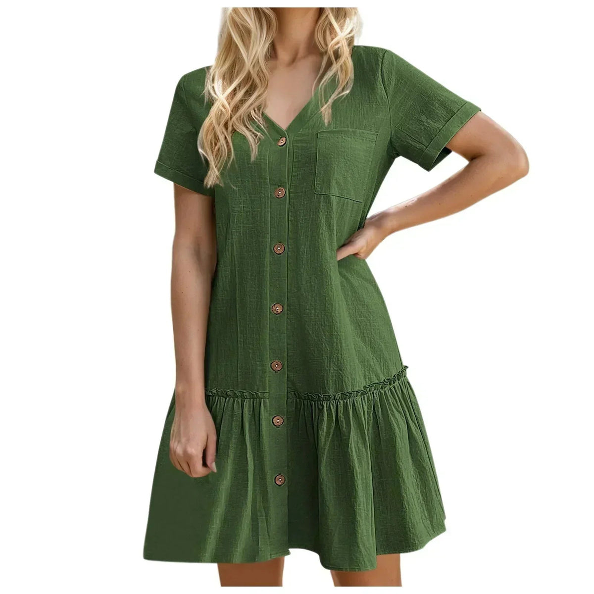 Damen-Hemdkleid mit Knopfleiste und kurzem Schnitt-Mini Dress-Alpenkind