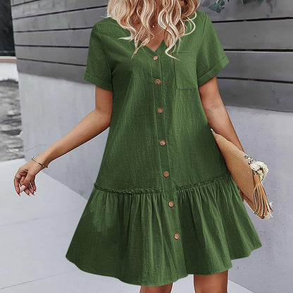 Damen-Hemdkleid mit Knopfleiste und kurzem Schnitt-Mini Dress-Alpenkind