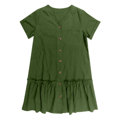 Damen-Hemdkleid mit Knopfleiste und kurzem Schnitt-Mini Dress-Alpenkind