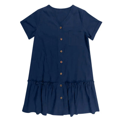 Damen-Hemdkleid mit Knopfleiste und kurzem Schnitt-Mini Dress-Alpenkind