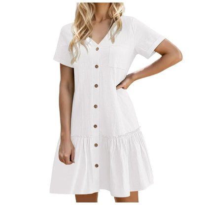 Damen-Hemdkleid mit Knopfleiste und kurzem Schnitt-Mini Dress-Alpenkind