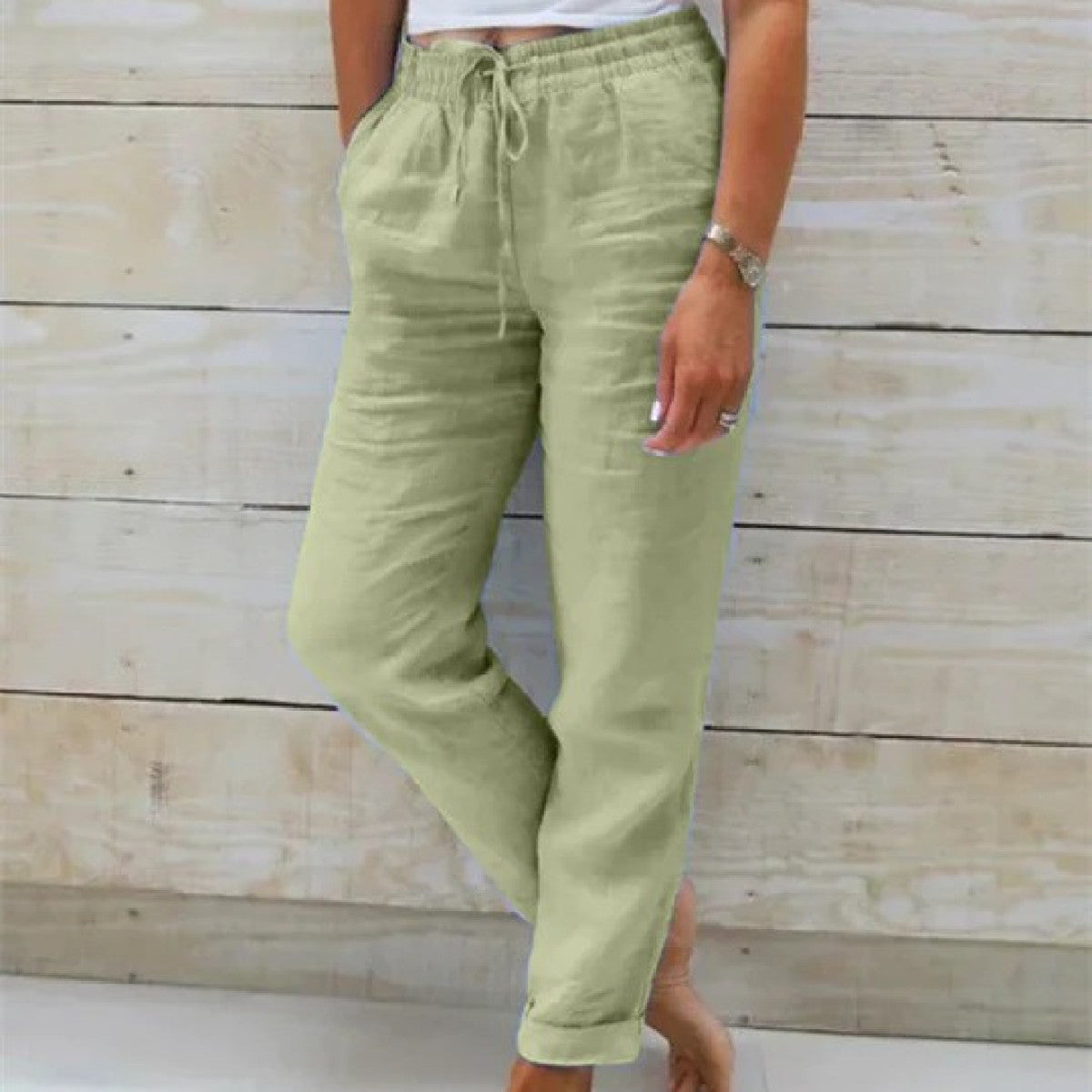Damen Hose mit elastischem Bund und Kordelzug-Women Pants-Alpenkind