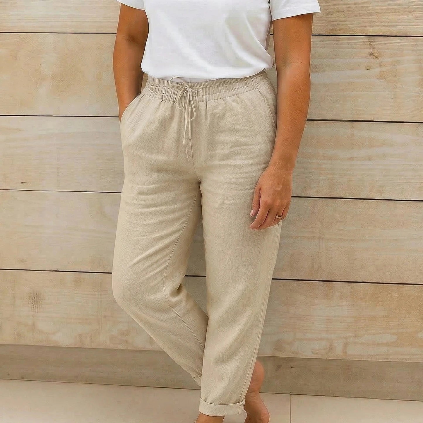 Damen Hose mit elastischem Bund und Kordelzug-Women Pants-Alpenkind