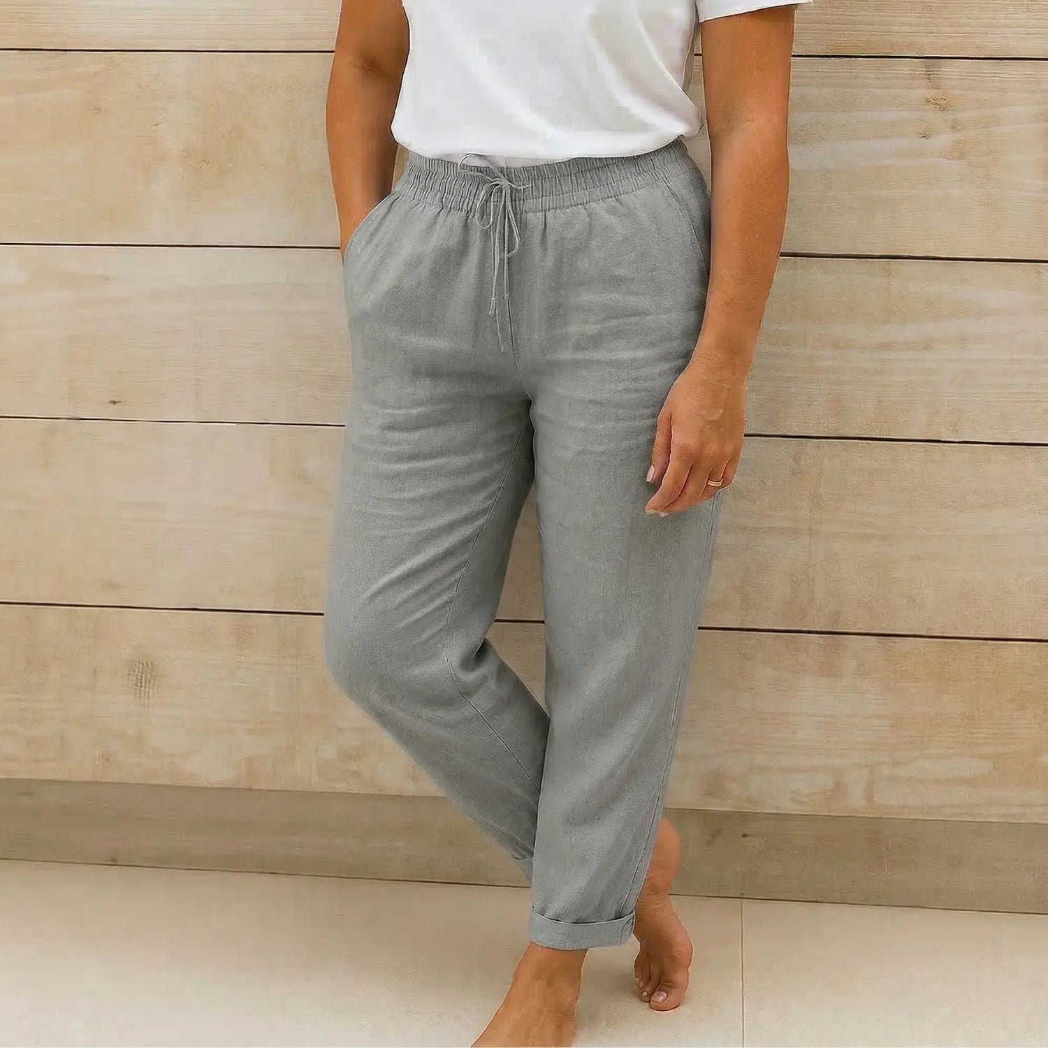 Damen Hose mit elastischem Bund und Kordelzug-Women Pants-Alpenkind