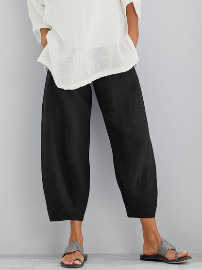 Damen Hose mit elastischem Bund und weiter Beinform-Women Pants-Alpenkind