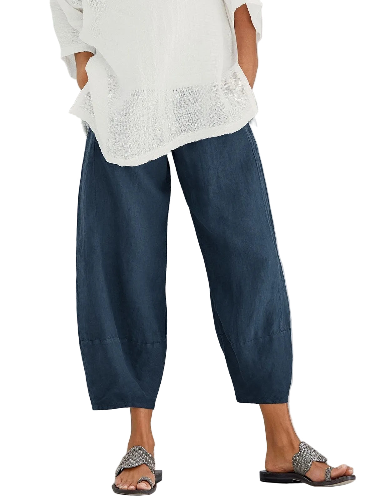 Damen Hose mit elastischem Bund und weiter Beinform-Women Pants-Alpenkind