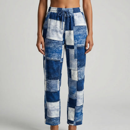 Damen-Hose mit geradem Bein aus Patchwork-Denim-Pants for Women-Alpenkind