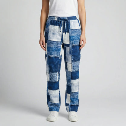 Damen-Hose mit geradem Bein aus Patchwork-Denim-Pants for Women-Alpenkind
