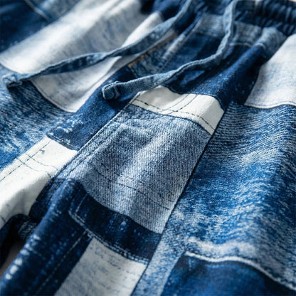 Damen-Hose mit geradem Bein aus Patchwork-Denim-Pants for Women-Alpenkind
