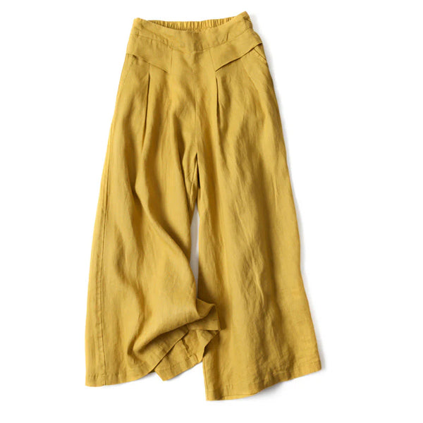 Damen Hose mit Hohem Bund und Weitem Bein-Women Pants-Alpenkind