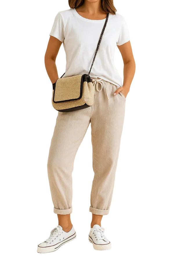 Damen Hose mit Kordelzugbund und Schmal Zulaufendem Bein-Women Pants-Alpenkind