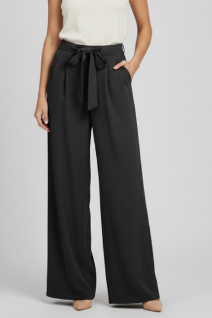 Damen-Hose mit weitem Bein und Bindegürtel-Pants for Women-Alpenkind
