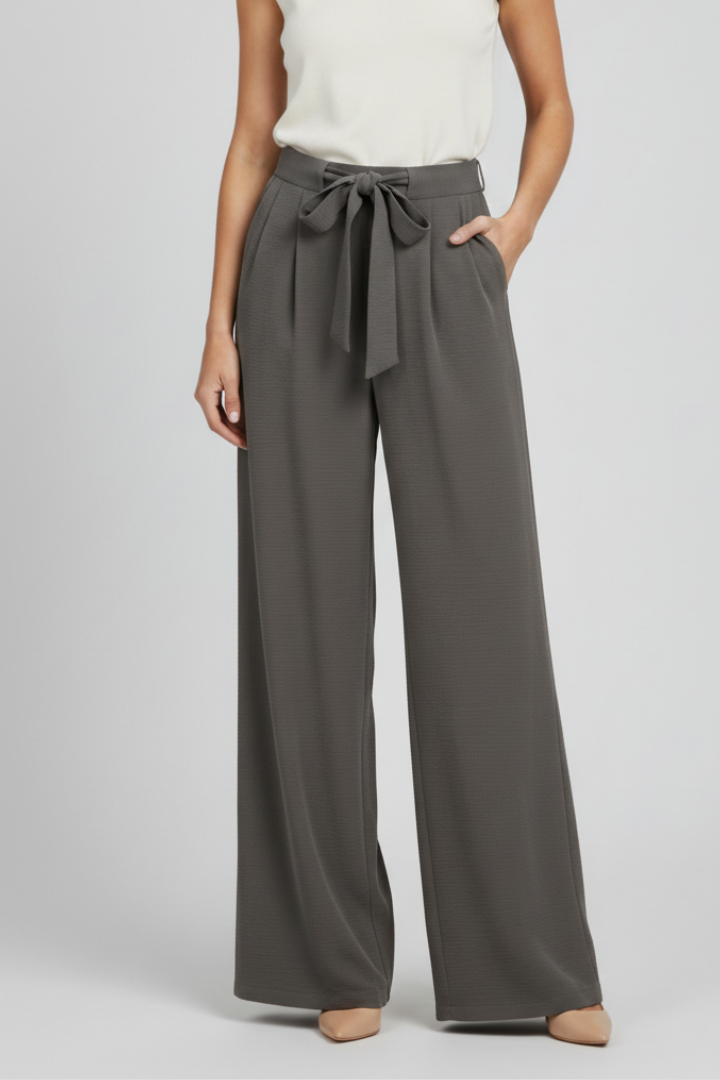 Damen-Hose mit weitem Bein und Bindegürtel-Pants for Women-Alpenkind