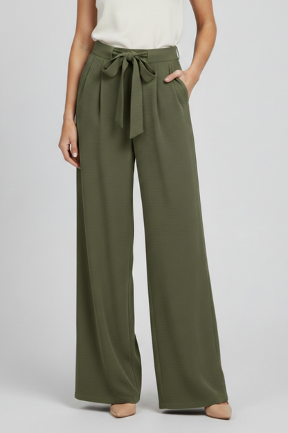 Damen-Hose mit weitem Bein und Bindegürtel-Pants for Women-Alpenkind