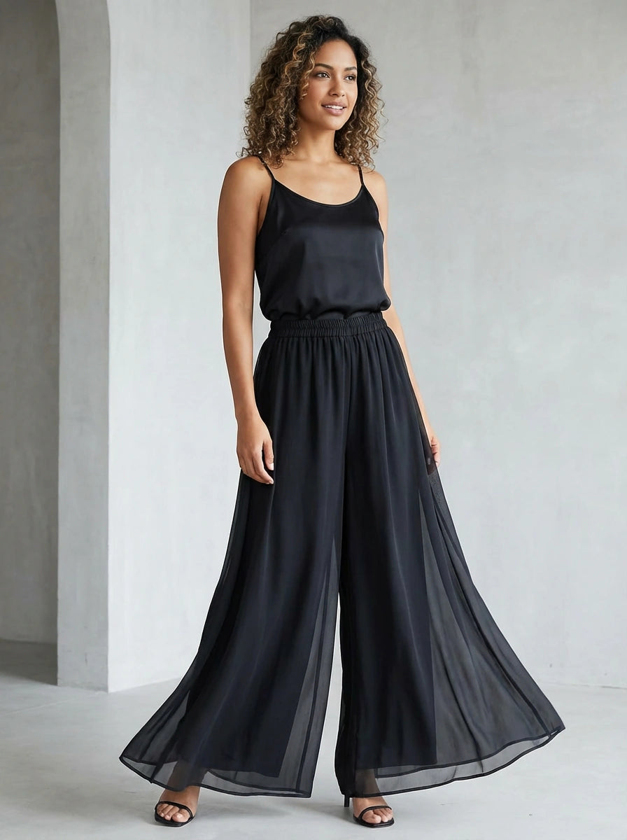 Damen-Hose mit weitem Bein und Chiffon-Überwurf-Pants for Women-Alpenkind