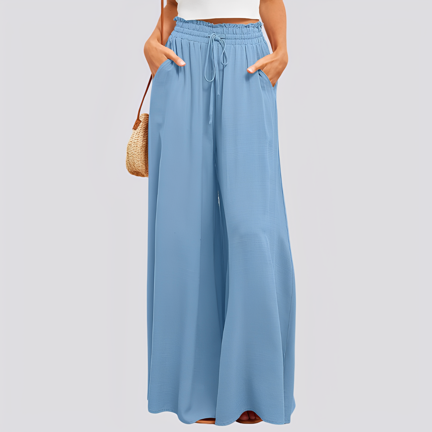Damen Hose mit weitem Bein und elastischem Bund mit Kordelzug-Women Pants-Alpenkind