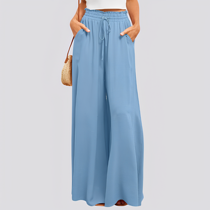 Damen Hose mit weitem Bein und elastischem Bund mit Kordelzug-Women Pants-Alpenkind