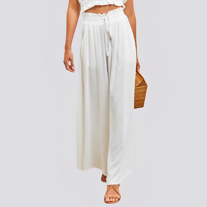 Damen Hose mit weitem Bein und elastischem Bund mit Kordelzug-Women Pants-Alpenkind