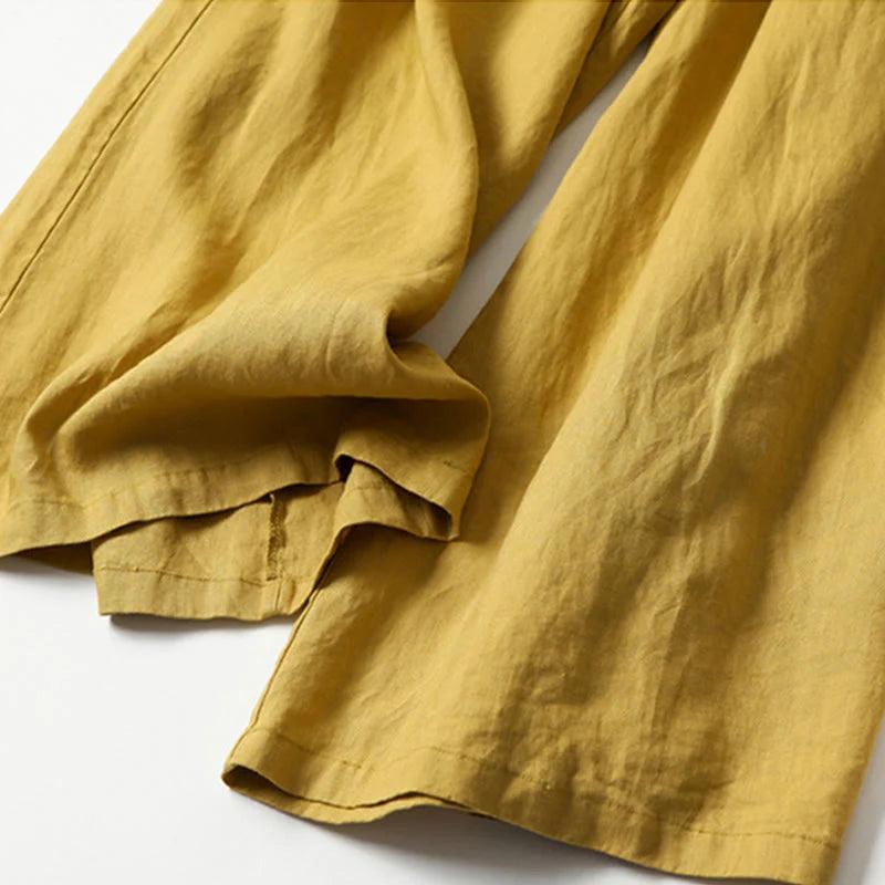 Damen Hose mit Weitem Bein und Hoher Taille-Women Pants-Alpenkind